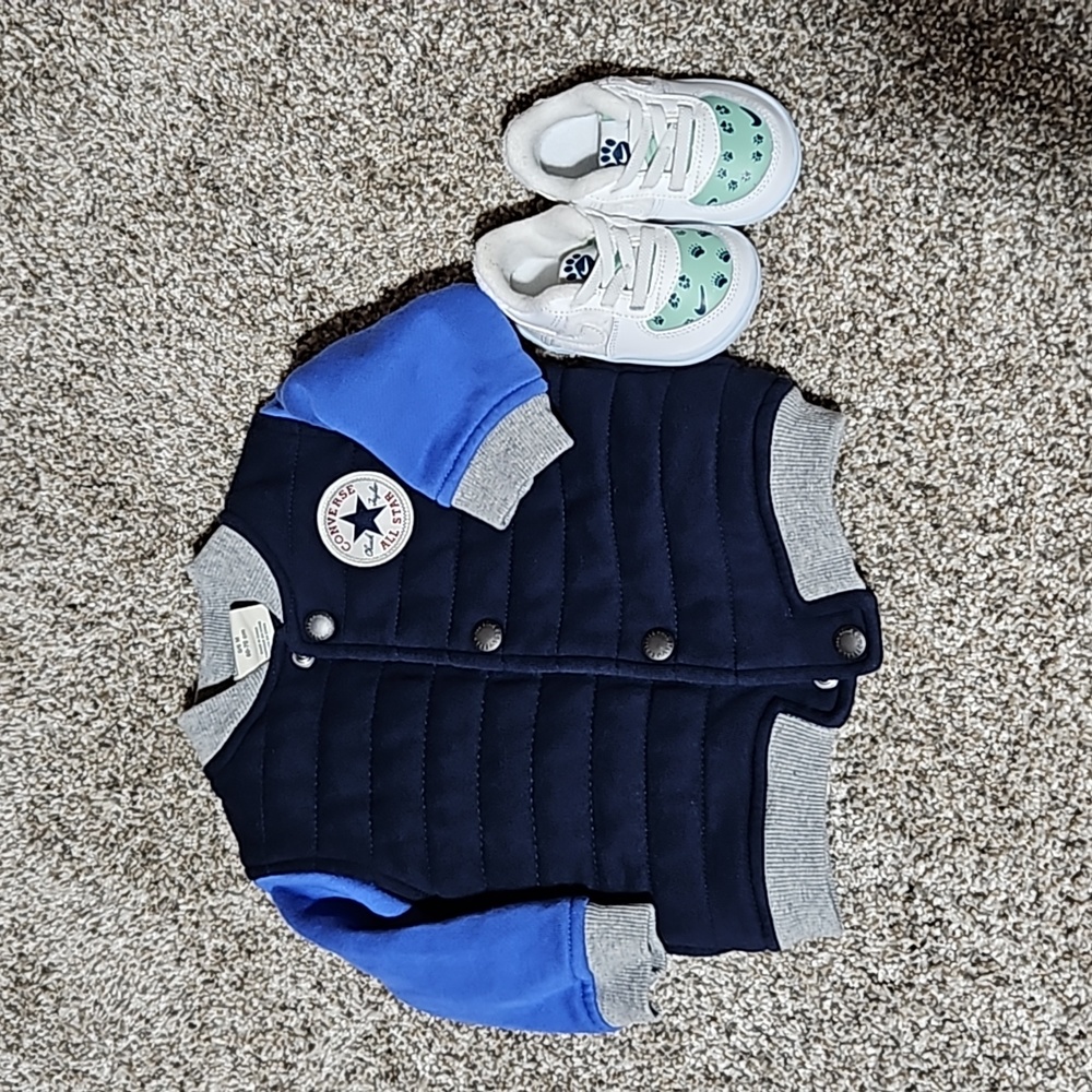 Blue Converse Baby Jacket and Nike Sneakers bundle